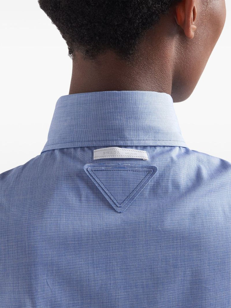 Blue Short-sleeve Cotton Shirt