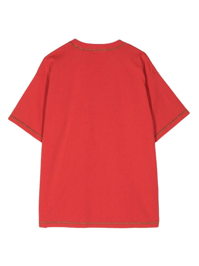 Red Twin Parakeet Embroidered T-shirt