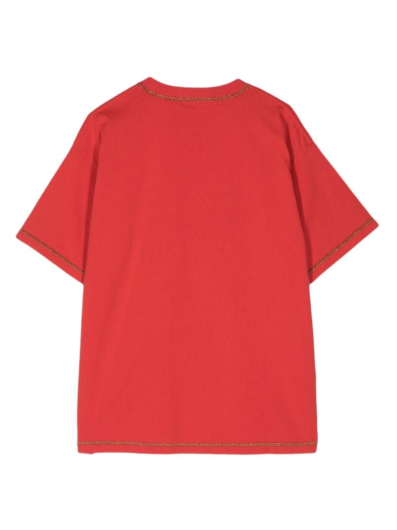 Red Twin Parakeet Embroidered T-shirt