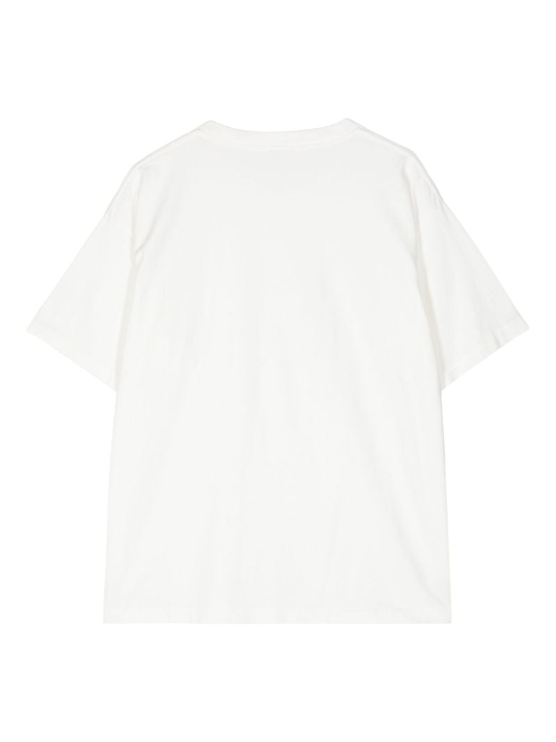 White Flower Logo-embroidery T-shirt