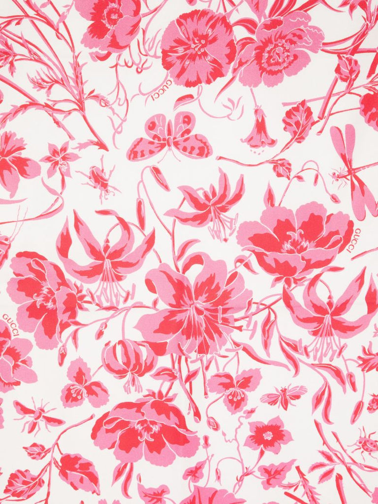 Pink Floral-print Silk Scarf