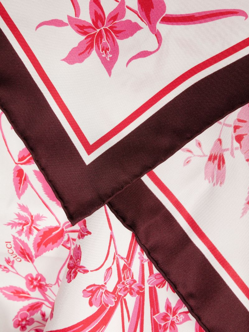 Pink Floral-print Silk Scarf