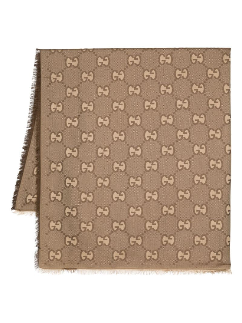 Brown Gg Supreme Fringed Scarf