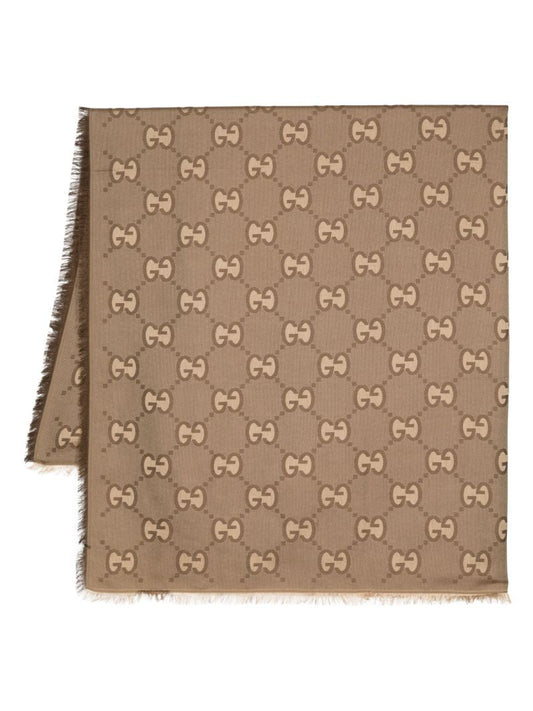 Brown Gg Supreme Fringed Scarf