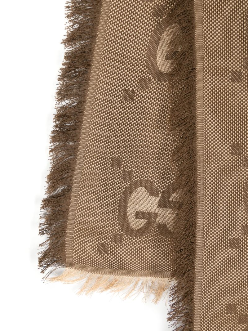 Brown Gg Supreme Fringed Scarf