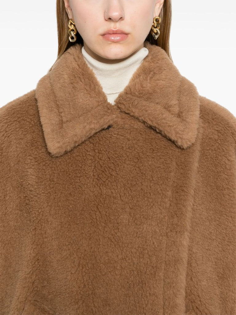 Brown Double-breasted Shearling Coat