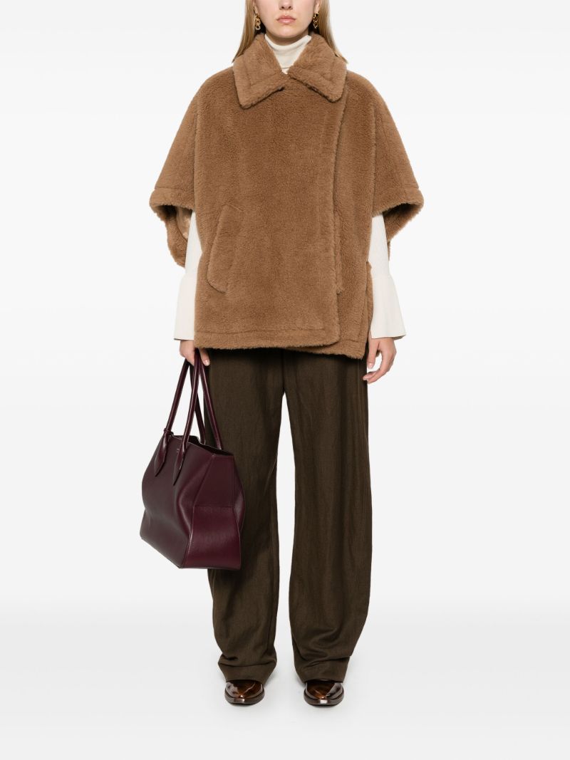 Brown Double-breasted Shearling Coat