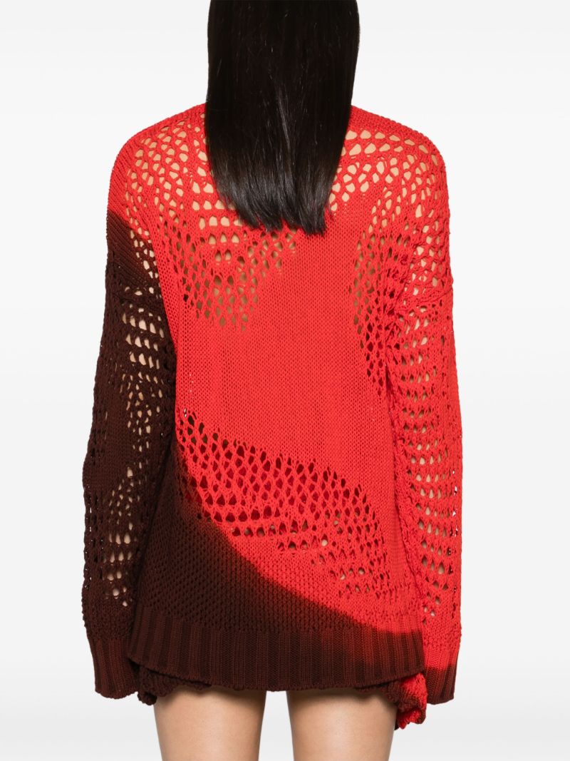 Red Crochet Dyed Sweater