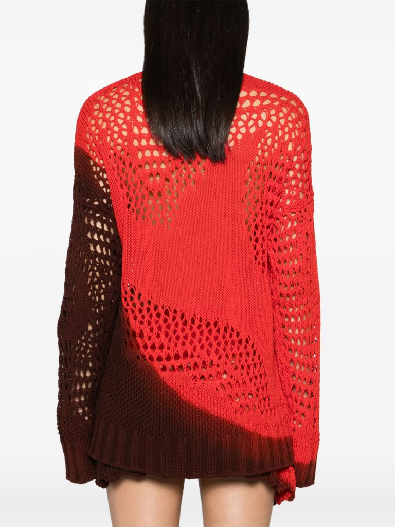 Red Crochet Dyed Sweater