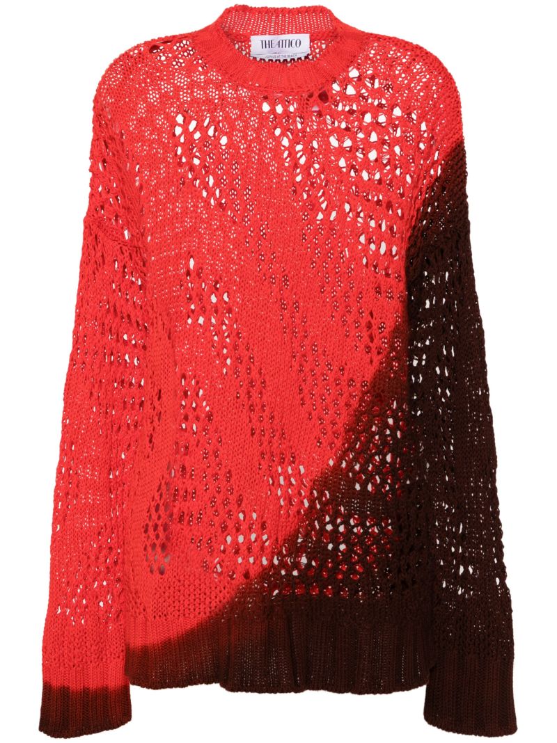 Red Crochet Dyed Sweater