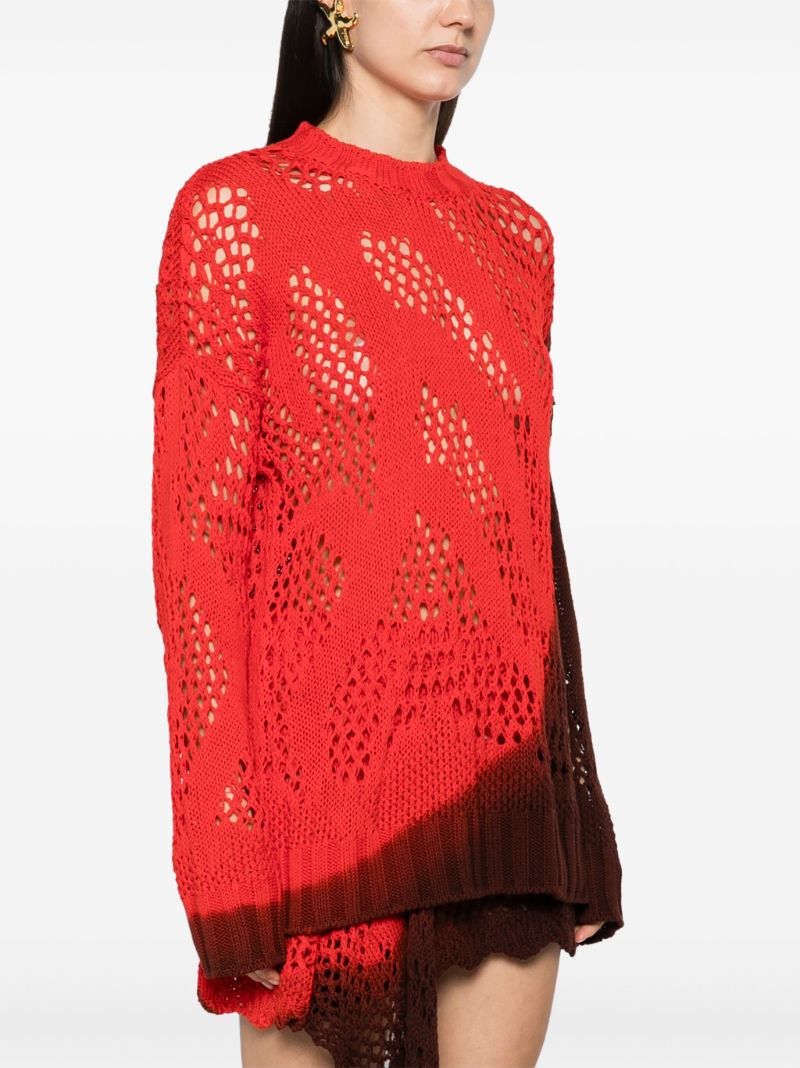 Red Crochet Dyed Sweater