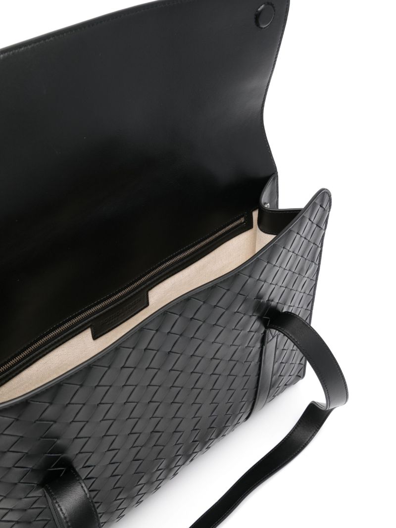 Black Intrecciato Leather Tote Bag
