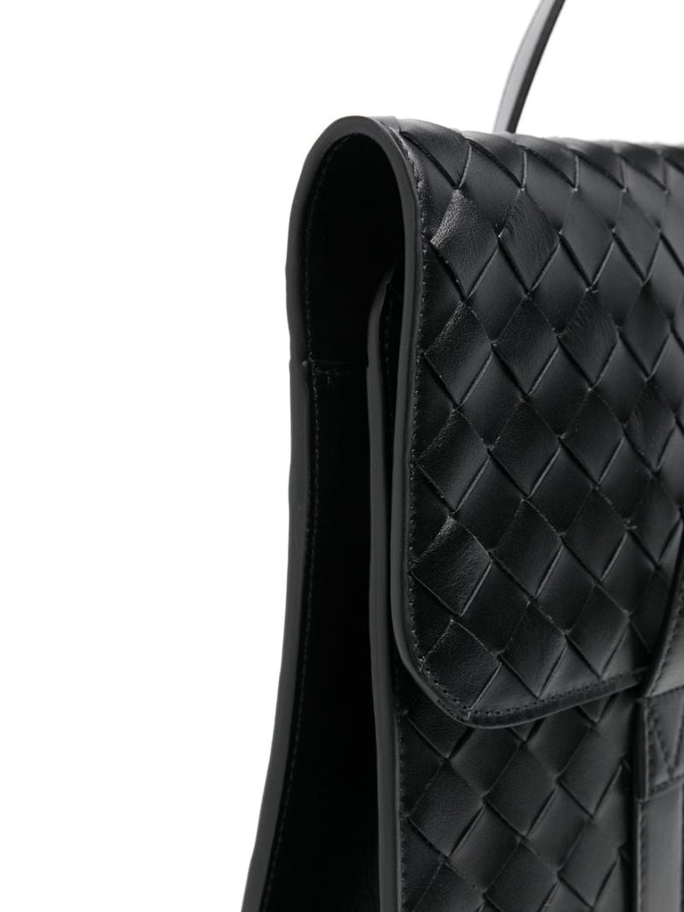 Black Intrecciato Leather Tote Bag