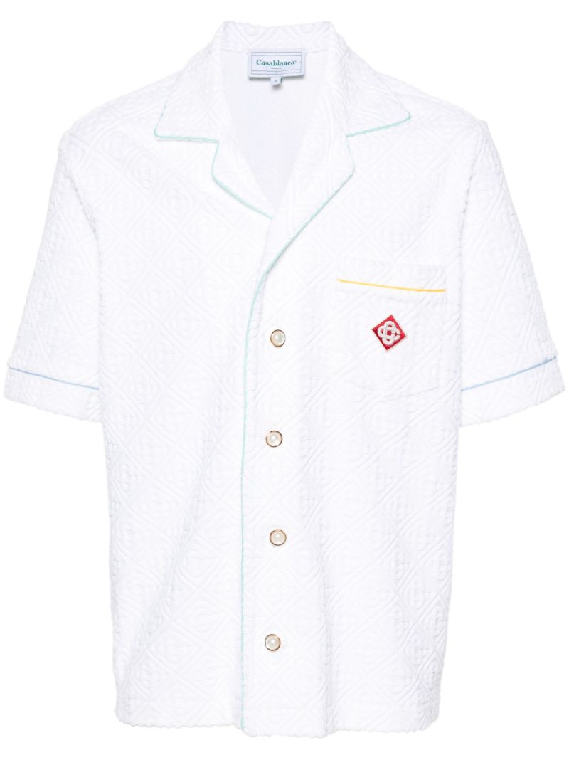White Towelling Effect Short-sleeved Shirt