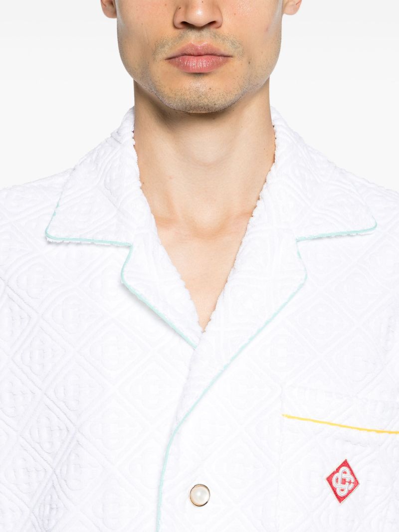 White Towelling Effect Short-sleeved Shirt