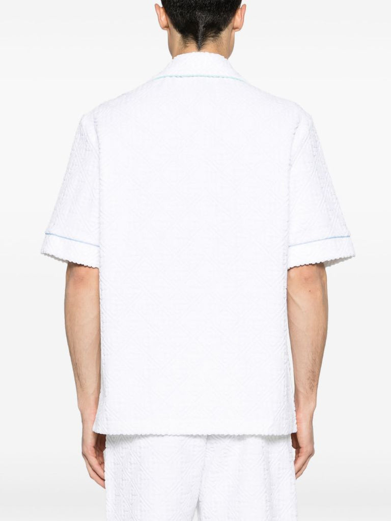 White Towelling Effect Short-sleeved Shirt