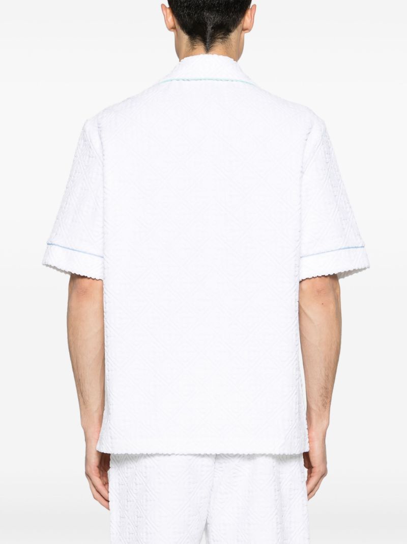 White Towelling Effect Short-sleeved Shirt