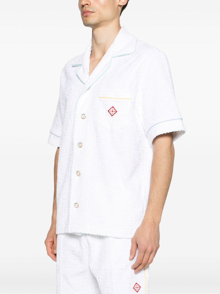 White Towelling Effect Short-sleeved Shirt