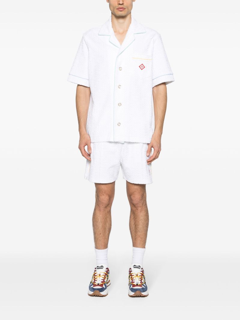White Towelling Effect Short-sleeved Shirt