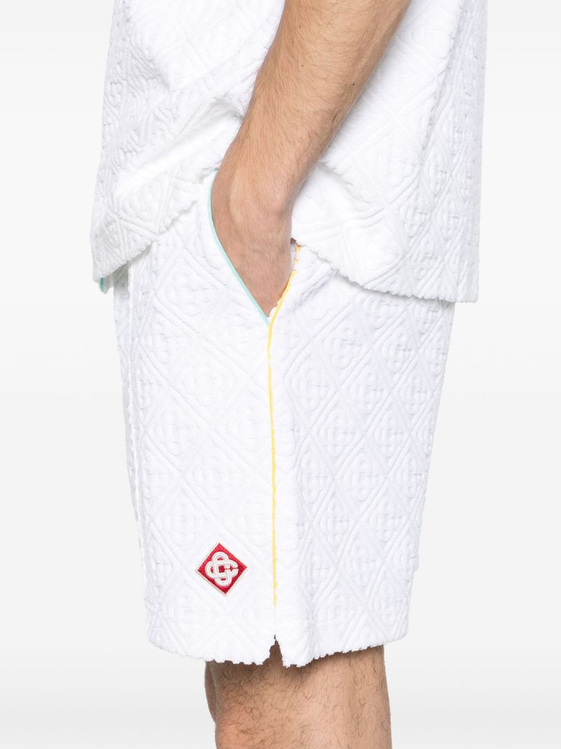White Jacquard Monogram Pattern Shorts