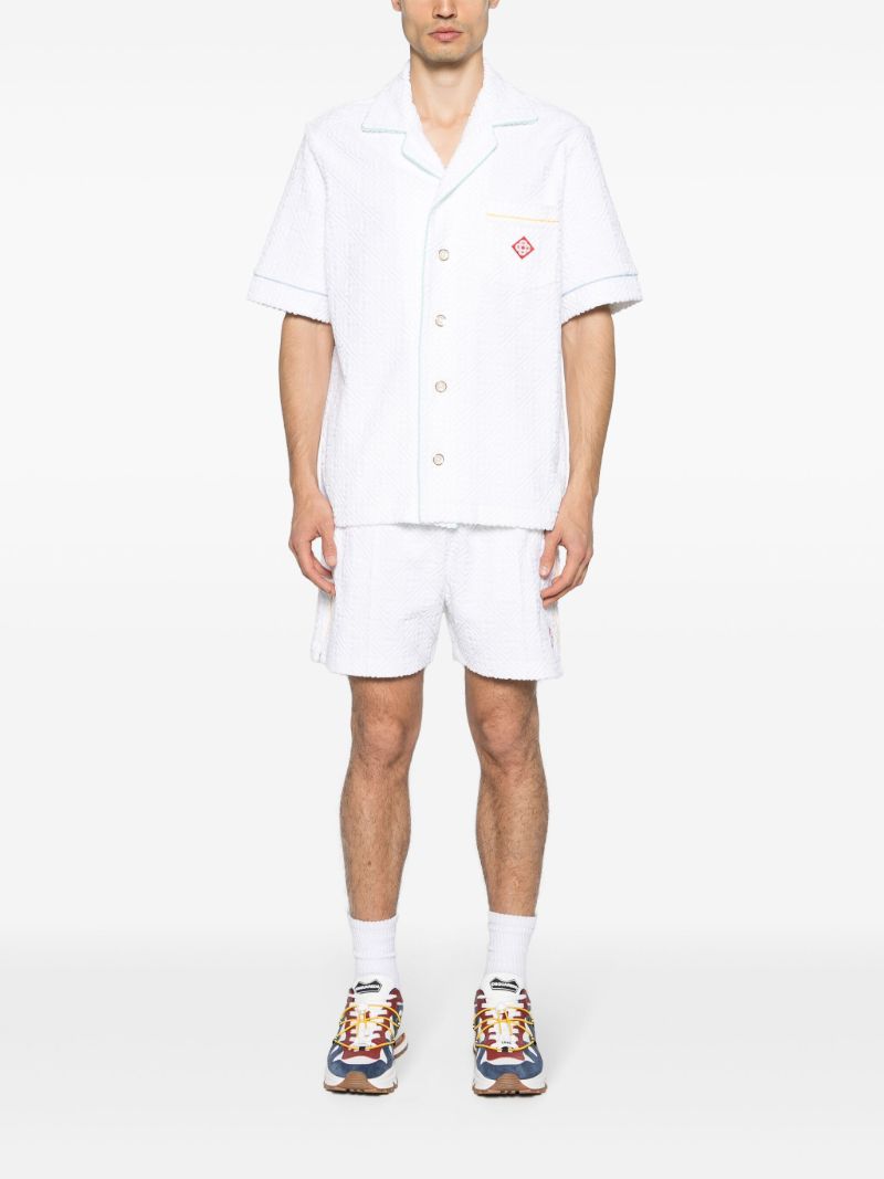 White Jacquard Monogram Pattern Shorts
