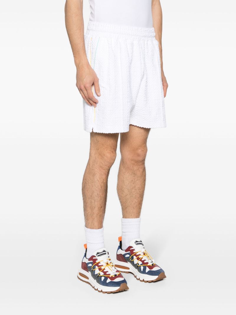 White Jacquard Monogram Pattern Shorts