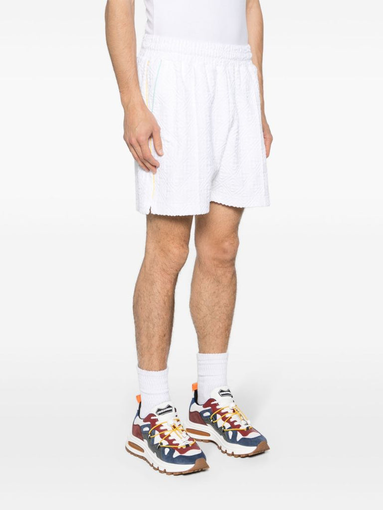 White Jacquard Monogram Pattern Shorts