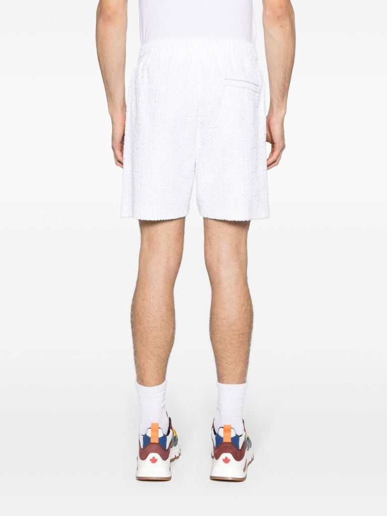White Jacquard Monogram Pattern Shorts