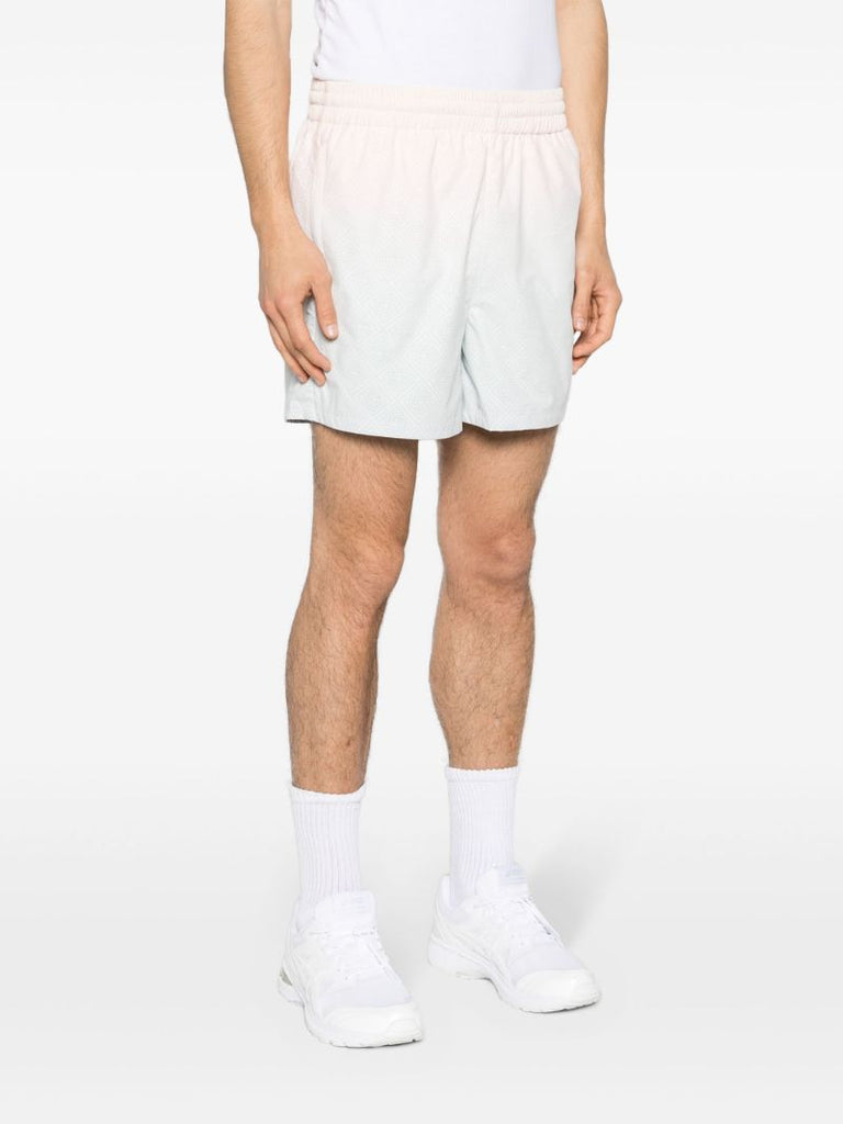 White Perforated Diamond Pattern Gradient Shorts