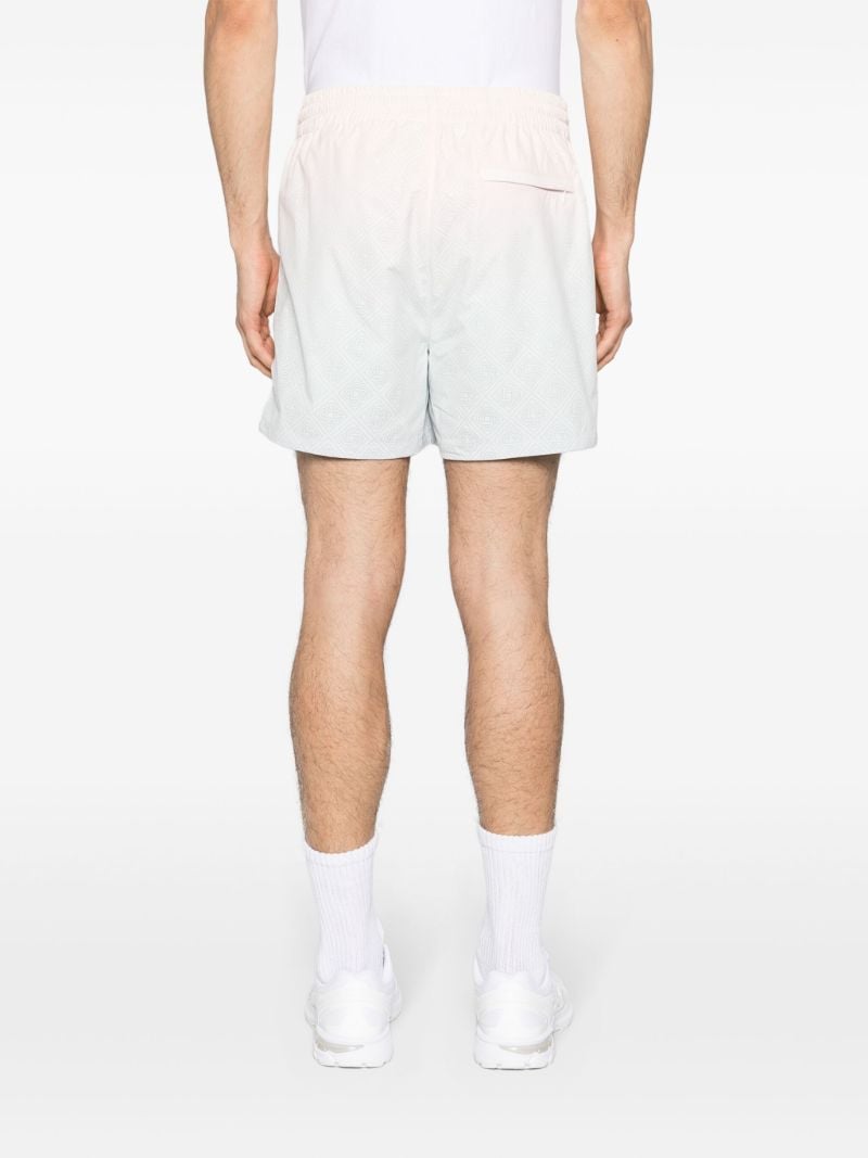 White Perforated Diamond Pattern Gradient Shorts