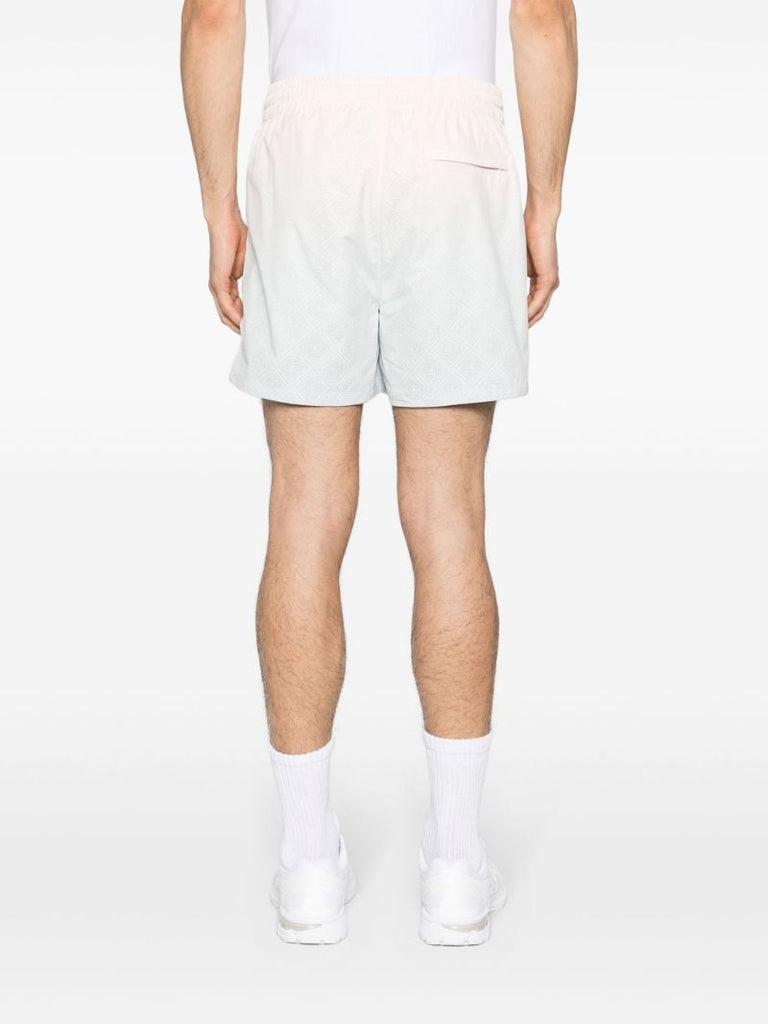 White Perforated Diamond Pattern Gradient Shorts