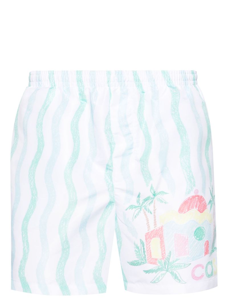 White and Blue Striped Bermuda Shorts