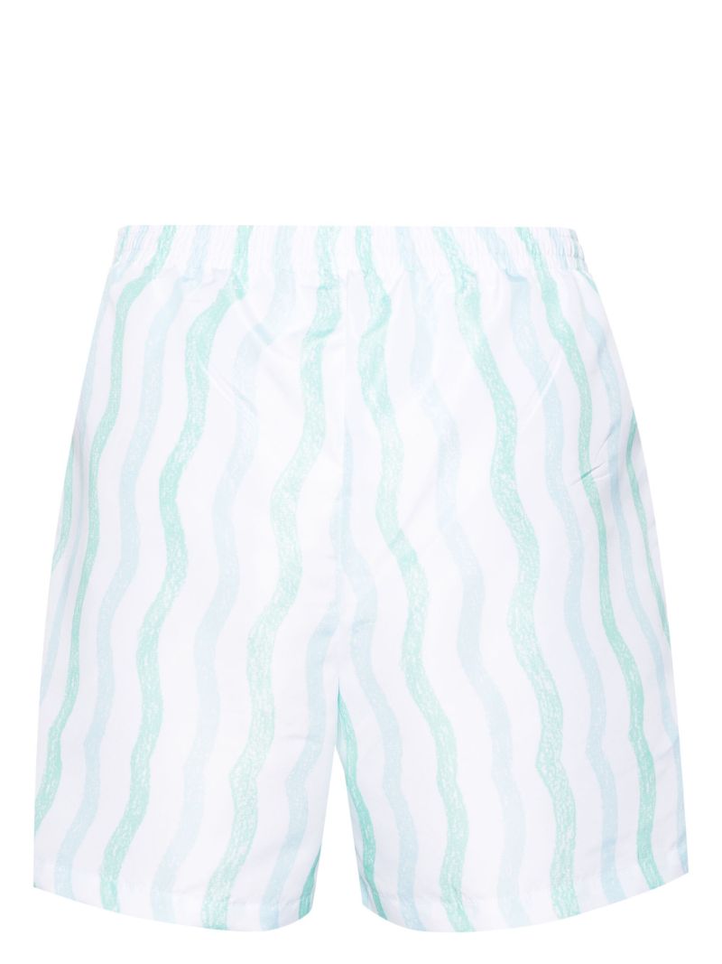 White and Blue Striped Bermuda Shorts