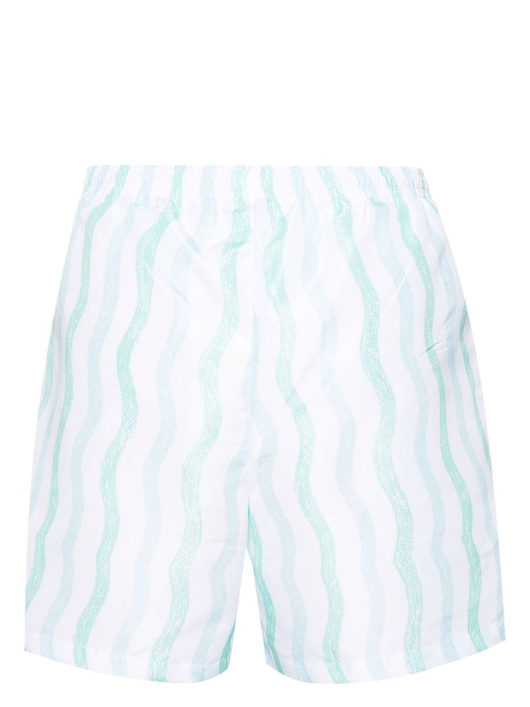 White and Blue Striped Bermuda Shorts