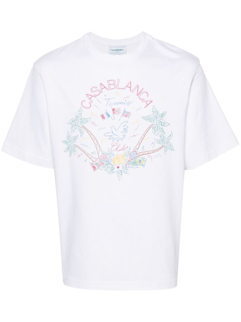 White Logo Embroidery Organic Cotton T-shirt