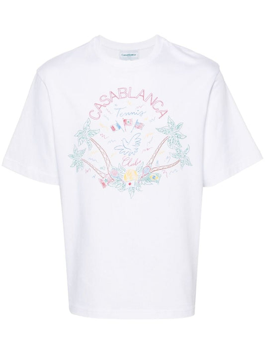 White Logo Embroidery Organic Cotton T-shirt