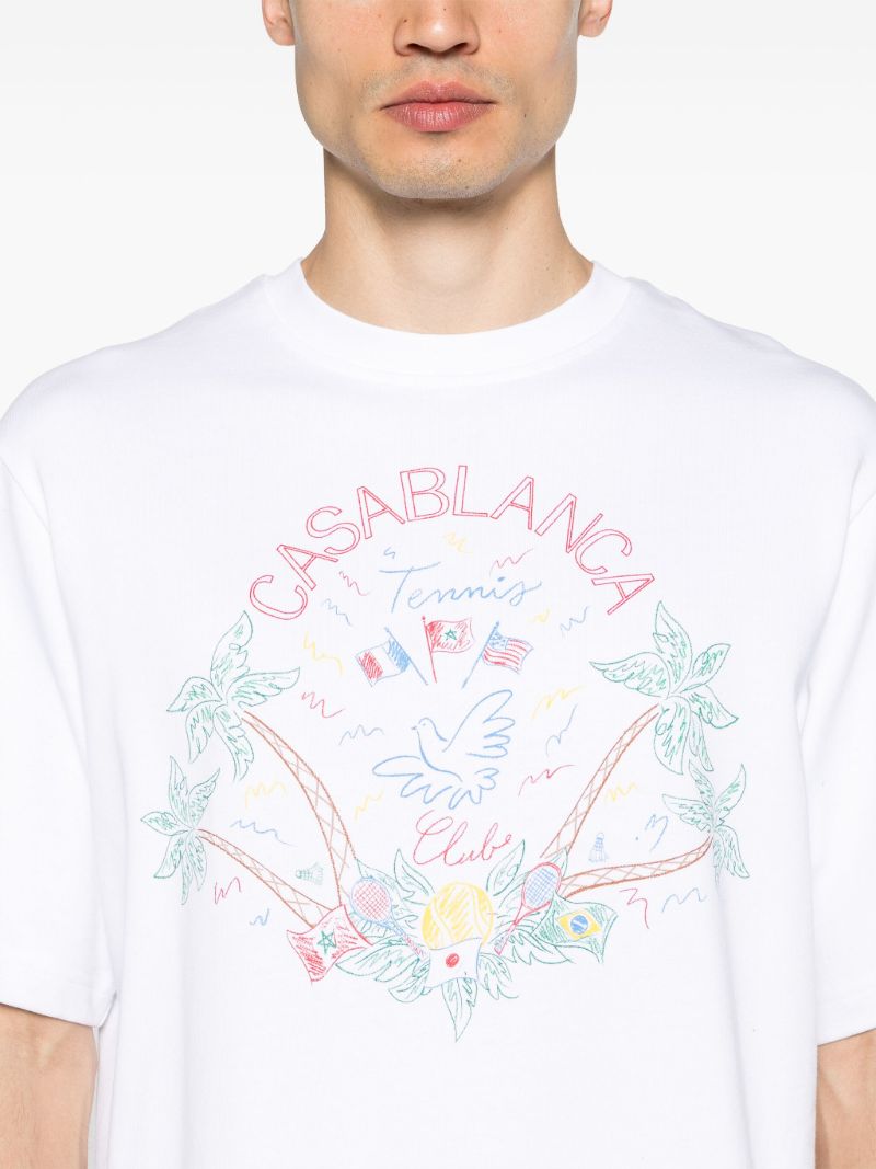 White Logo Embroidery Organic Cotton T-shirt