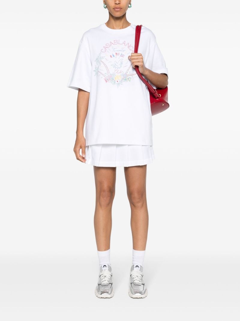 White Logo Embroidery Organic Cotton T-shirt