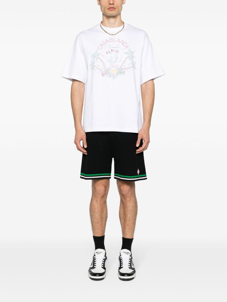 White Logo Embroidery Organic Cotton T-shirt