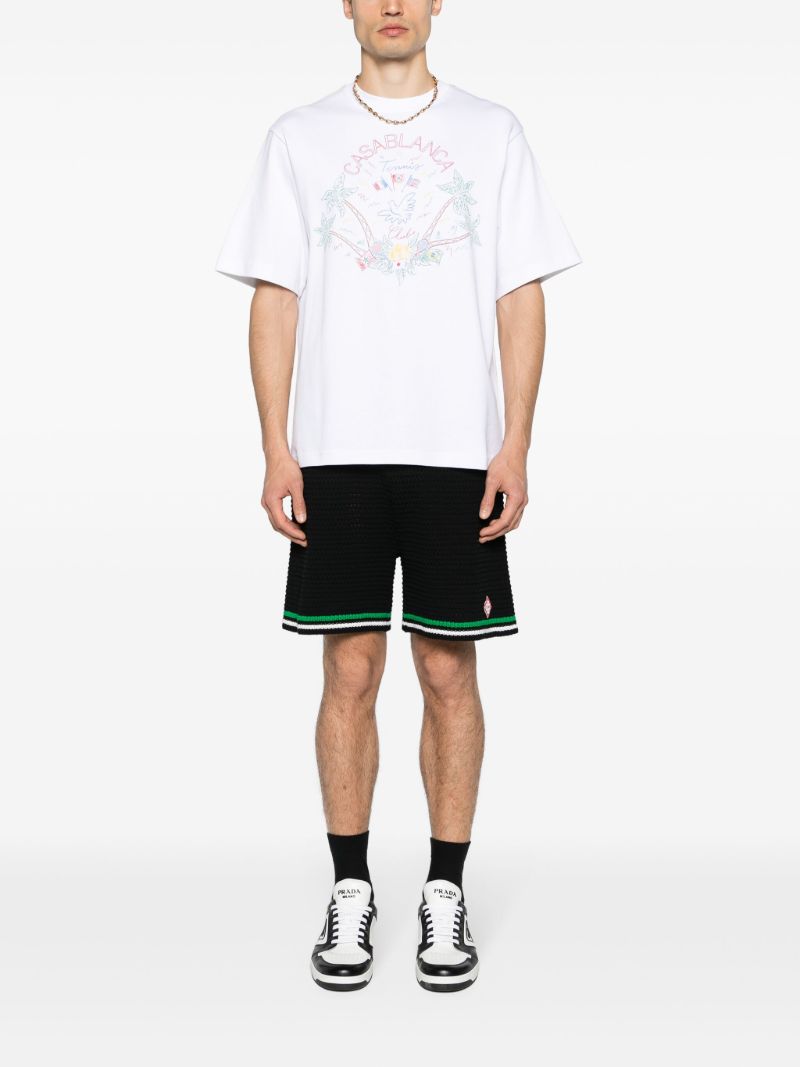 White Logo Embroidery Organic Cotton T-shirt