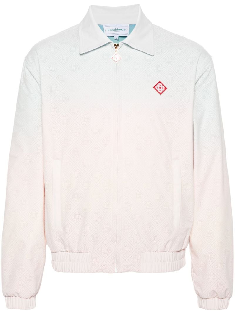 Pink and Green Gradient Effect Bomber Jacket