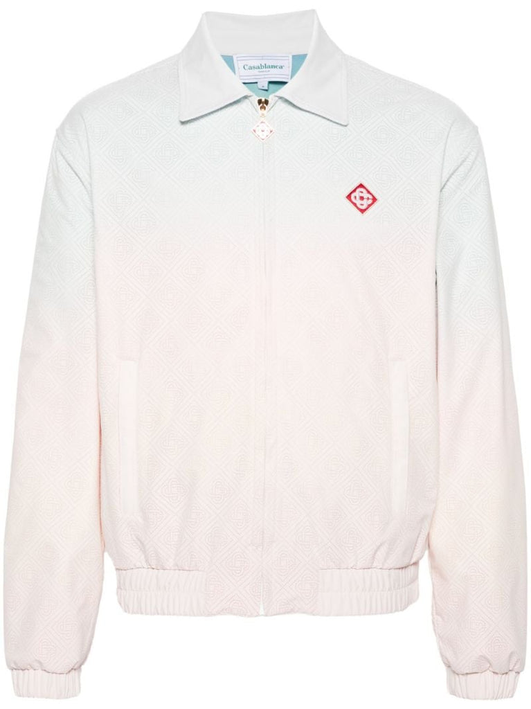 Pink and Green Gradient Effect Bomber Jacket