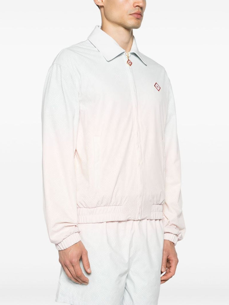 Pink and Green Gradient Effect Bomber Jacket