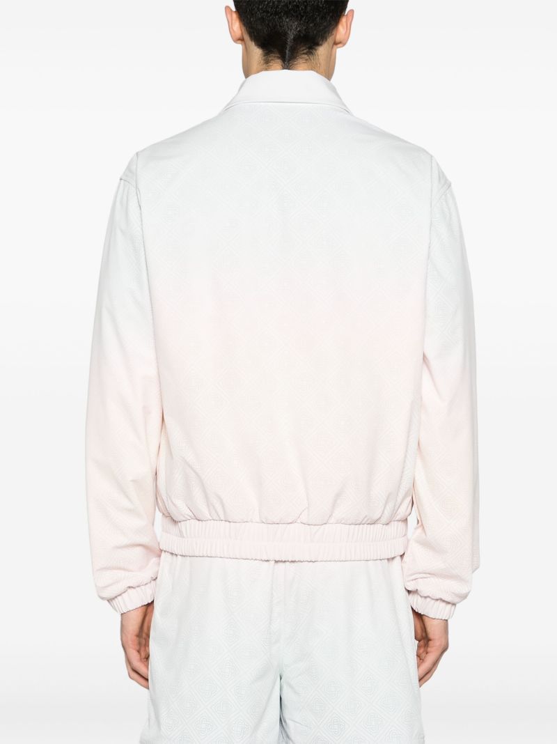 Pink and Green Gradient Effect Bomber Jacket
