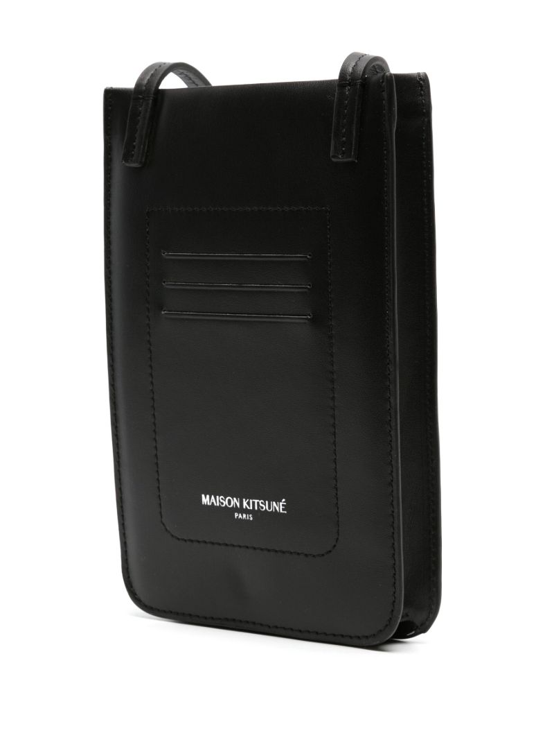 Black Fox Plaque Leather Crossbody Bag