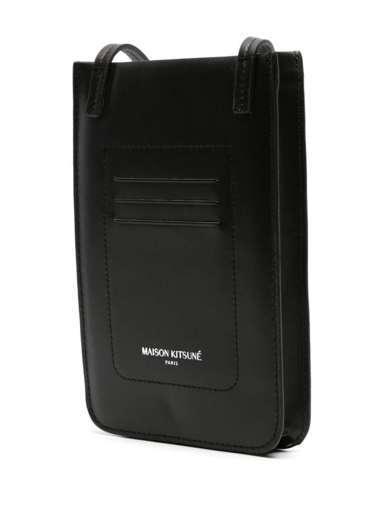 Black Fox Plaque Leather Crossbody Bag