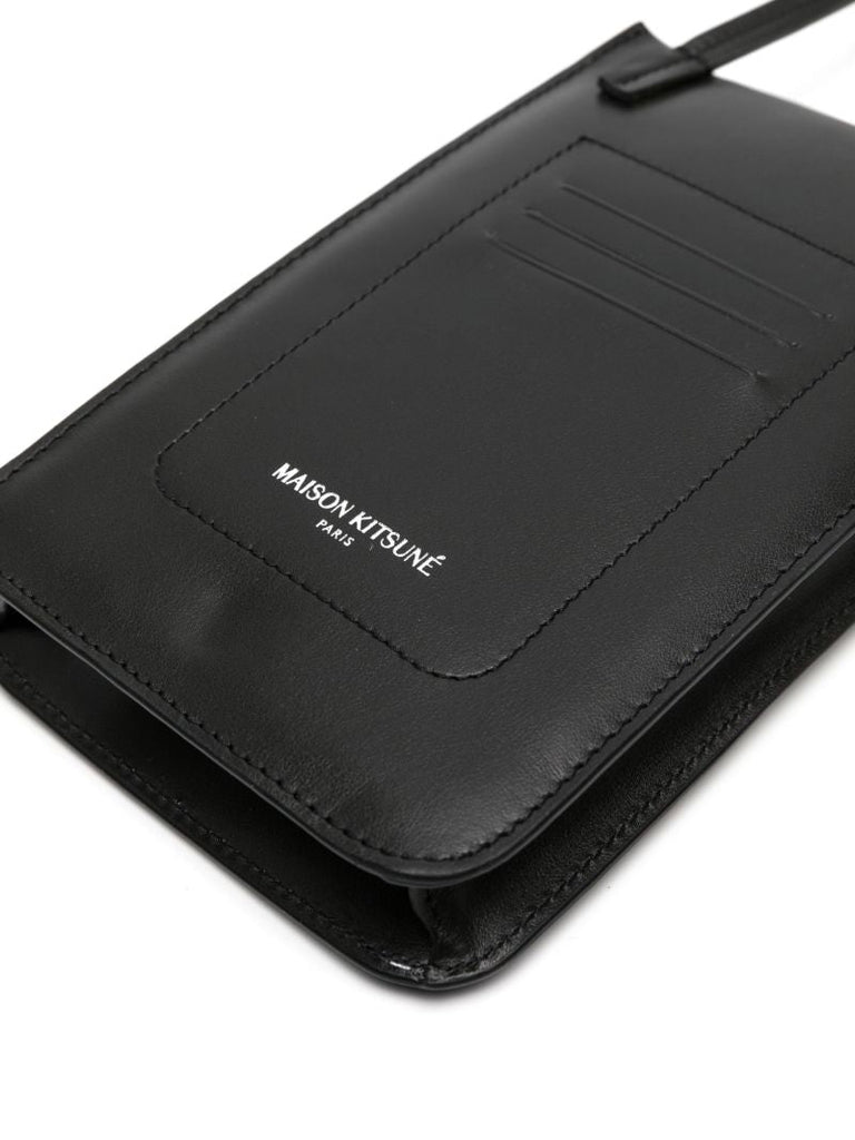 Black Fox Plaque Leather Crossbody Bag