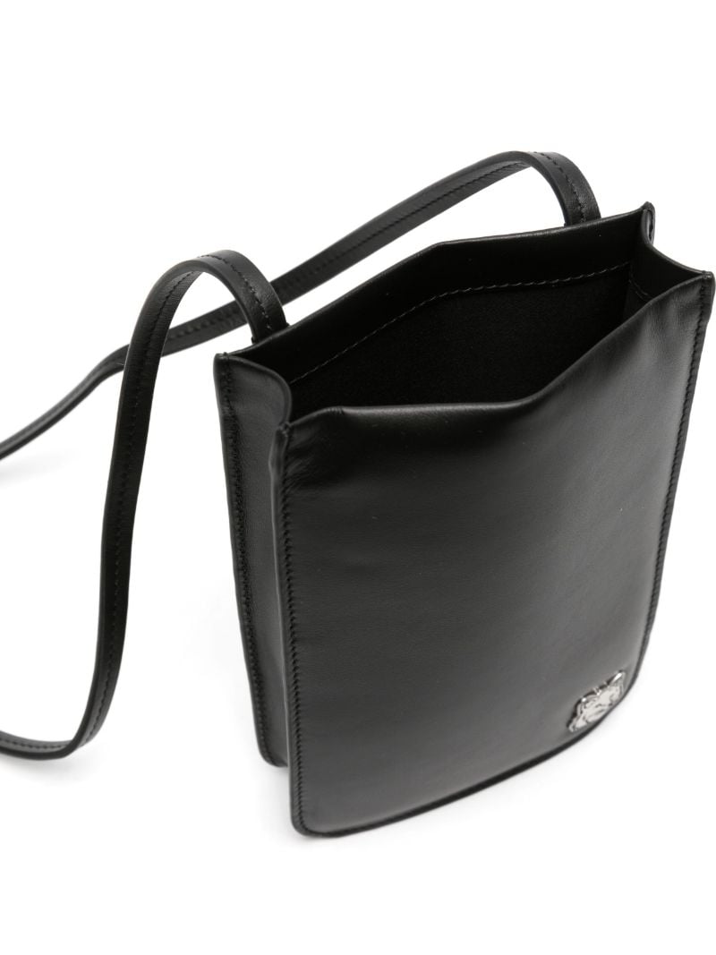 Black Fox Plaque Leather Crossbody Bag