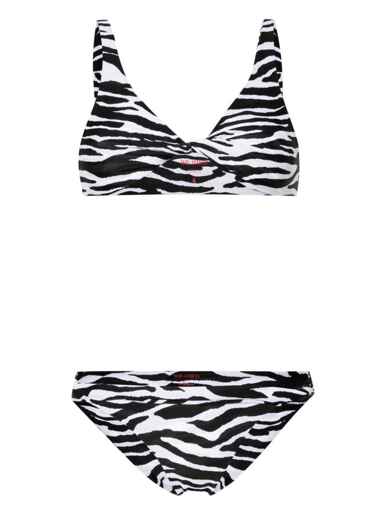 Black Zebra-print Twisted Bikini