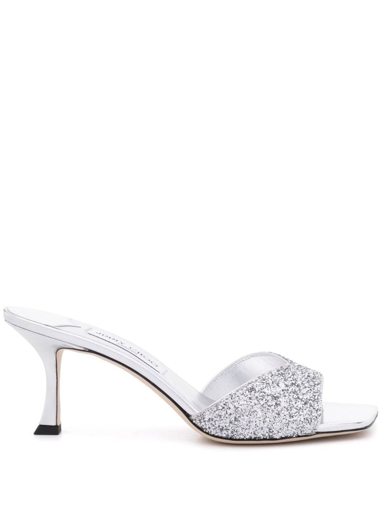 Silver Skye 70 Glitter Mules
